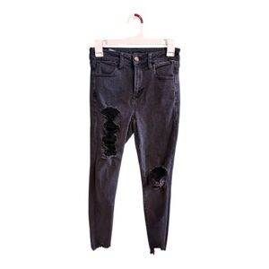 American Eagle Black Distressed Women Jeans